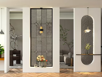 Modern porch screen glass partition porch landscaping 3d model