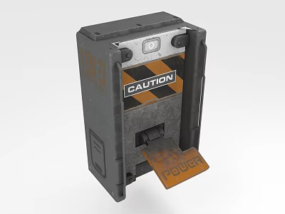 Industrial Equipment With Caution Warning Label And Foot Pedal Control 3d model