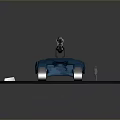 Realistic Muddy Terrain Model With Blue Vehicle Small Figure And Rocks