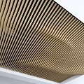 Modern Decorative Ceiling With Wave Striped Wooden Panels For Interior Design 3d model