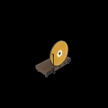 Gold Vinyl Record On Turntable With Wooden Base Black Panel And Tonearm