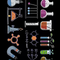 Chemistry Lab Science Equipment Themed Hanging Decor With Flask Test Tube Magnet And Molecular Structure