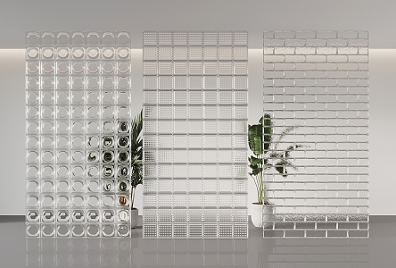 Modern glass brick wall partition 3d model