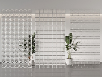 Modern glass brick wall partition 3d model