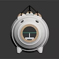 White Pig Shaped Ceramic Decorative Ornament Set With Wooden Accents And Striped Design