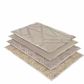 Modern Square Rugs With Geometric Patterns Wavy Designs And Neutral Tones 3d model