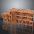 Wooden Building Framework Model With Multi Storey Architectural Frame Structure Details 3d model