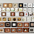 Stylish Photo Wall Decor With Various Frames And Different Art Styles 3d model