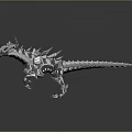 Mechanical Dinosaur Character 3D Model With Silver Metallic Texture Spiked Back And Detailed Mechanical Structure 3d model
