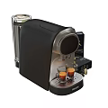 Black Espresso Machine With Two Coffee Cups Glass And Capsules