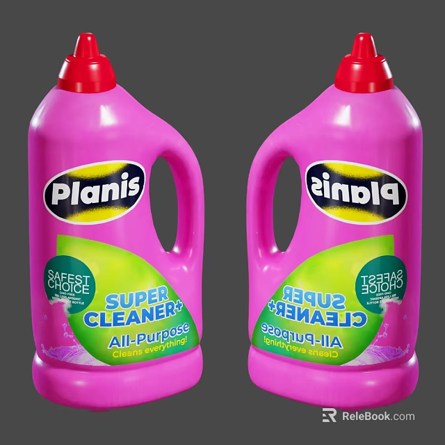 PlaniS Super Cleaner All Purpose Safest Choice Pink Bottles Cleaning Products 3d model 
