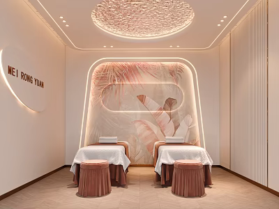 Elegant Cozy Beauty Salon Interior With Soft Warm Lighting And Comfortable Professional Spa Treatment Beds 3d model