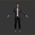 Man Standing With Arms Outstretched Wearing Gray Jacket White Shirt Black Pants And Gray Shoes