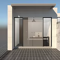 Modern Front Desk Reception Area With Glass Doors And Marble Wall Features
