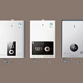 Three White Household Water Heaters With Digital Displays And Control Buttons