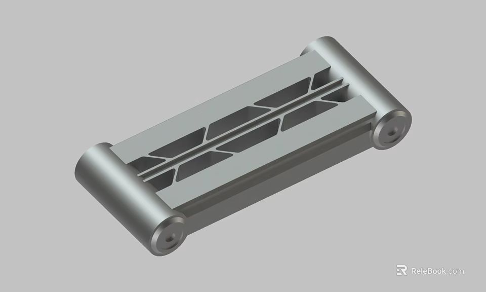Gray Metal Mechanical Component With Cylindrical Ends And Hollow Slots 3d model