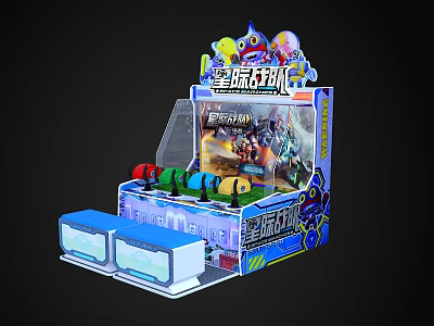 Star Team Themed Multiplayer Amusement Equipment With Colorful Arcade Game Screen Design 3d model