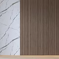 Modern Wall Design Featuring Marble Texture And Wooden Vertical Stripes For Interior 3d model