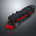Vintage Steam Train With Black And Red Color Classic Body Design And Detailed Wheels
