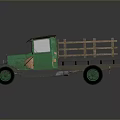 Vintage Green Truck With Wooden Cargo Bed And Retro Design Elements