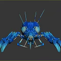 Blue Glowing Aquatic Creature With Sharp Claws Long Tentacles And Detailed Texture