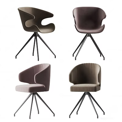 Modern Upholstered Chairs With Metal Legs In Various Colors And Designs 3d model