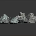 Several Natural Gray Stones With Rough Surface Texture On Dark Background