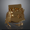 Golden Daily Necessities Collection With Feather Small Bottle Beads And Scroll