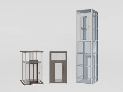 Modern Elevator Designs With Different Glass Panel And Metal Frame Types 3d model