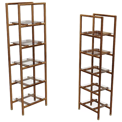 Modern Metal Frame Shelving Unit With Glass Shelves And Multiple Layers 3d model
