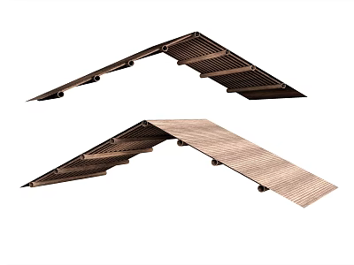 Modern Ceiling Design With Inclined Wooden Panels And Architectural Detail 3d model
