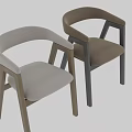 Modern Dining Chair With Wooden Frame Light Gray Cushion And Curved Backrest Armrests