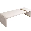 Modern Sleek Upholstered Ottoman Bench In Light Beige With Connected Design