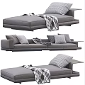 Modern Gray Sectional Sofa With Plush Pillows Patterned Blanket And Sleek Design 3d model