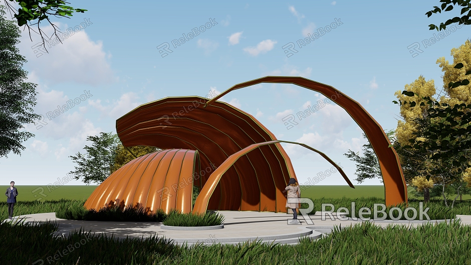 Landscape sketch pavilion gallery viewing platform park node model