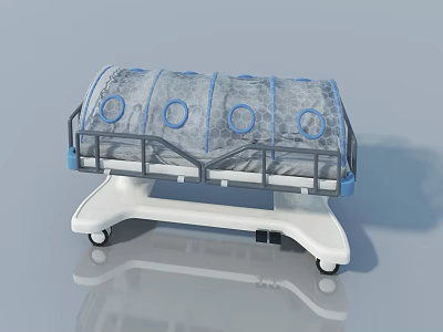 Medical Swing Door Bed with Transparent Cover and Observation Windows on Wheels 3d model