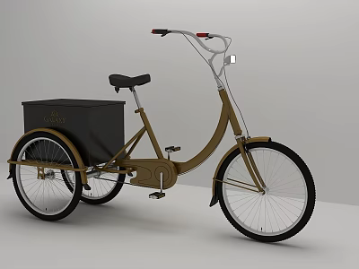 Stylish Brown Tricycle With Black Cargo Box For Urban Coffee Delivery 3d model
