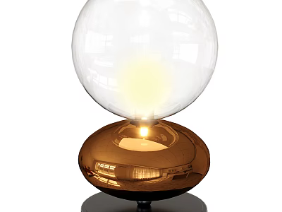 Sleek Modern Table Lamp With Transparent Spherical Lampshade And Copper Base 3d model