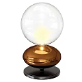 Sleek Modern Table Lamp With Transparent Spherical Lampshade And Copper Base