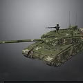 Modern Military Tank With Green Camouflage Pattern Mounted Gun Barrel And Tracks