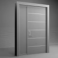 Black Modern Security Door With Glass Panel And Digital Lock Design