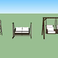 Outdoor Wooden Frame Swing Chairs With White Cushions And Various Designs