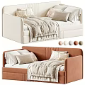 Modern Beige Brown Sofa Bed with Soft Pillows and Cozy Blankets Design