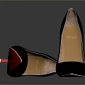 Elegant Black High Heels Featuring Red Heel Smooth Patent Leather Orange Lining