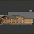 Large Log Building Architecture With Gray Roof Multiple Wings And Symmetrical Design
