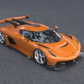 Orange High Performance Sports Car Aerodynamic Body And Rear Wing