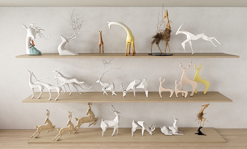 Lucheng City Sculpture Sketch Wall Decoration Pendant Combination Elk Sculpture Decoration Combination Elk Silhouette Pattern Pendant Wall Decoration Play 3d model