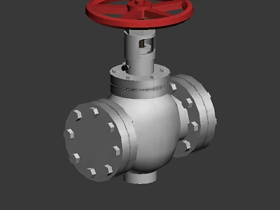 Industrial Equipment Manual Valve With Red Handwheel Silver Body And Flange Connection 3d model