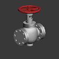 Industrial Equipment Manual Valve With Red Handwheel Silver Body And Flange Connection