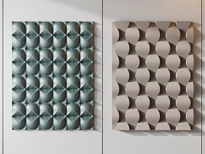Geometric Pattern Wall Decor in Green and Beige for Modern Interior Design 3d model
